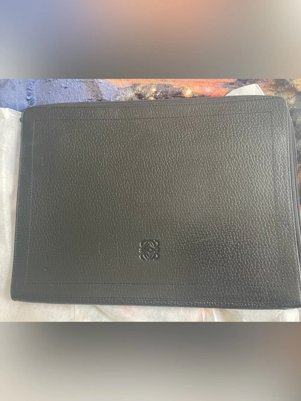 Loewe Anagram Leather Document Case/Laptop Case Grained Calfskin unisex